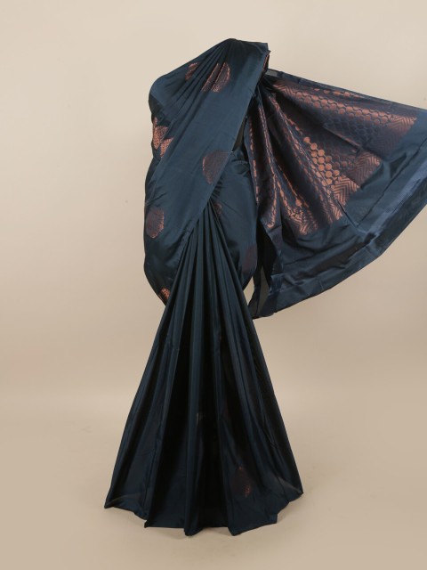 

Pothys Blue & Copper-Toned Woven Design Zari Silk Cotton Saree