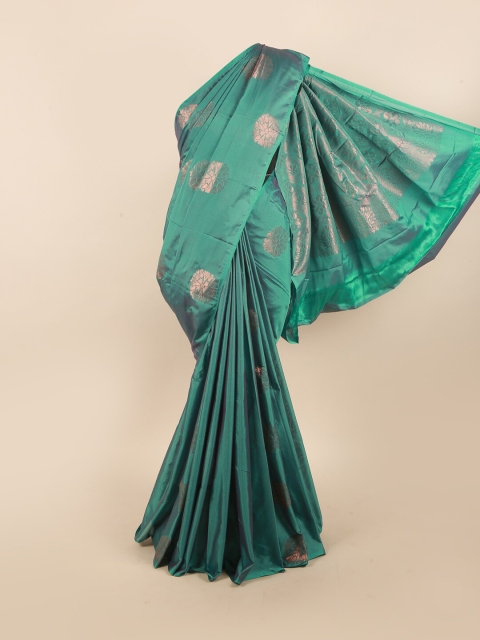 

Pothys Green & Copper-Toned Woven Design Zari Silk Cotton Saree