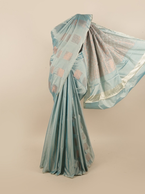 

Pothys Blue & Copper-Toned Ethnic Motifs Silk Cotton Saree