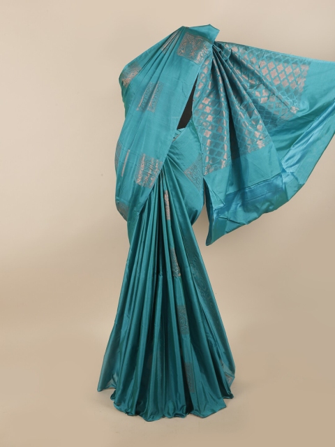 

Pothys Blue & Copper-Toned Ethnic Motifs Zari Silk Cotton Saree