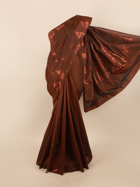 

Pothys Brown & Copper-Toned Woven Design Silk Cotton Saree
