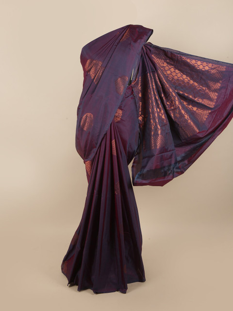 

Pothys Purple & Copper-Coloured Ethnic Motifs Zari Silk Cotton Saree