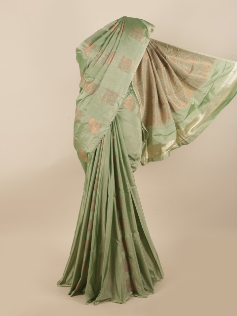 

Pothys Green & Copper-Toned Ethnic Motifs Zari Silk Cotton Saree