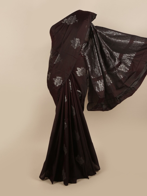 

Pothys Brown & Silver-Coloured Ethnic Motifs Zari Silk Cotton Saree