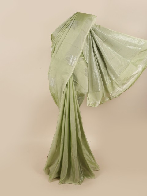 

Pothys Green & Silver-Coloured Ethnic Motifs Zari Silk Cotton Saree