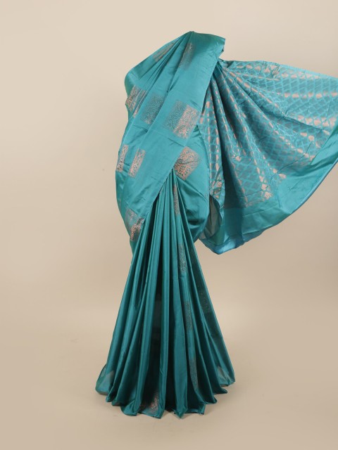 

Pothys Blue & Copper-Toned Woven Design Zari Silk Cotton Saree