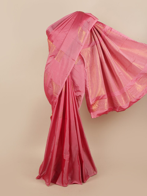 

Pothys Pink & Gold-Toned Ethnic Motifs Zari Silk Cotton Saree
