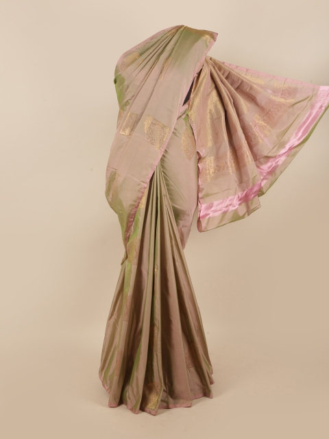 

Pothys Green & Gold-Toned Ethnic Motifs Silk Cotton Saree