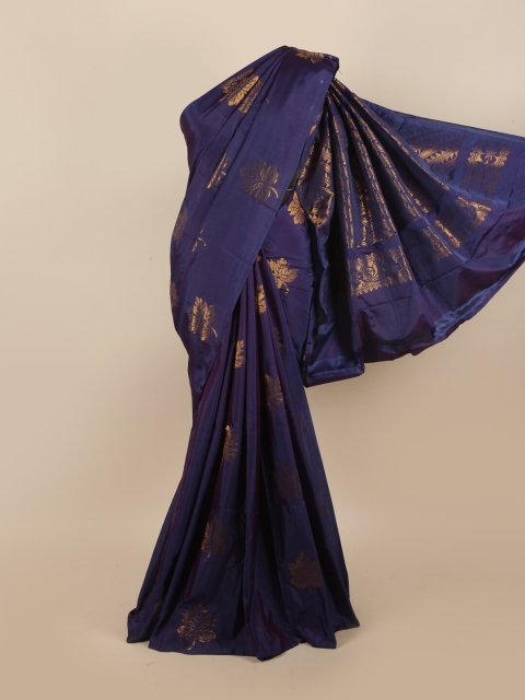 

Pothys Blue & Gold-Toned Ethnic Motifs Zari Silk Cotton Saree