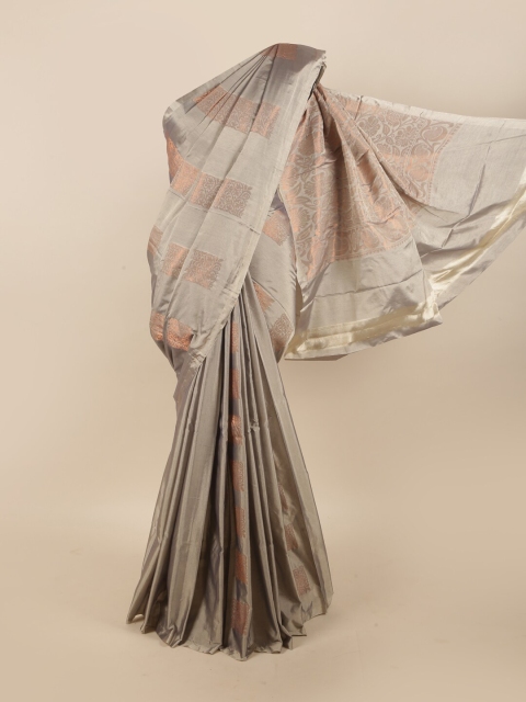 

Pothys Grey & Copper-Toned Woven Design Silk Cotton Saree