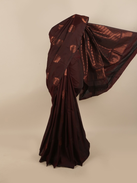 

Pothys Brown & Copper-Toned Woven Design Zari Silk Cotton Saree