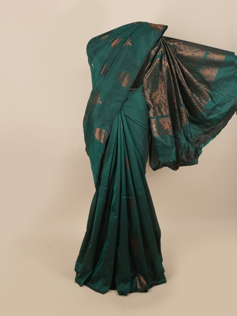 

Pothys Green & Copper-Toned Ethnic Motifs Zari Silk Cotton Saree