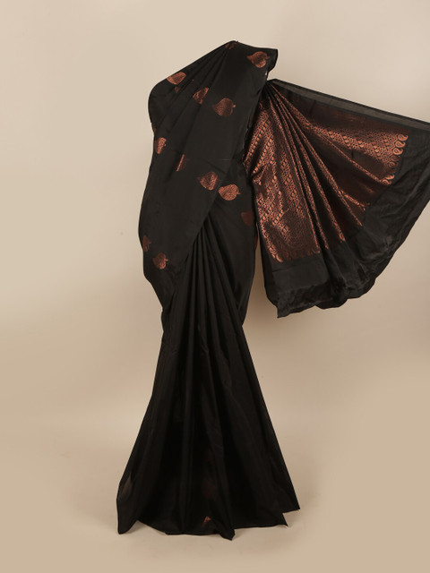 

Pothys Black & Copper-Toned Ethnic Motifs Silk Cotton Saree