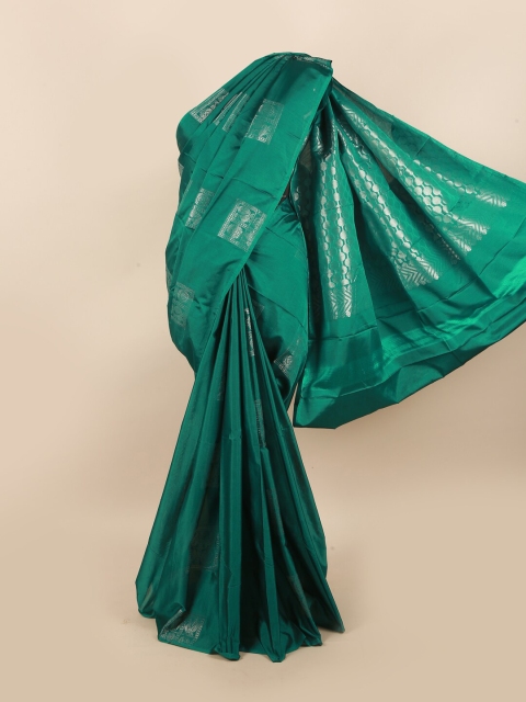 

Pothys Green & Silver-Coloured Ethnic Motifs Zari Silk Cotton Saree