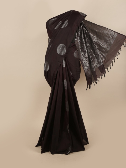 

Pothys Purple & Silver-Toned Woven Design Silk Cotton Saree
