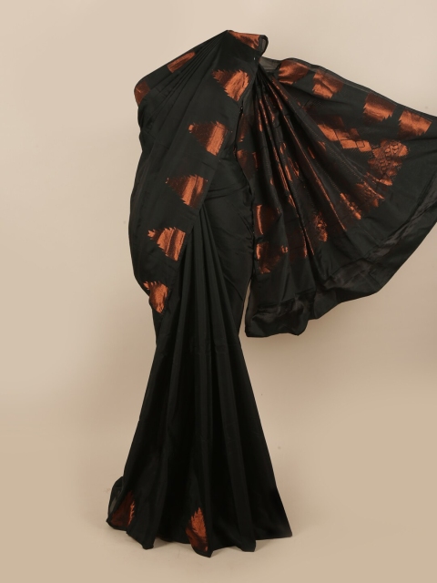 

Pothys Black & Copper-Toned Woven Design Zari Silk Cotton Saree