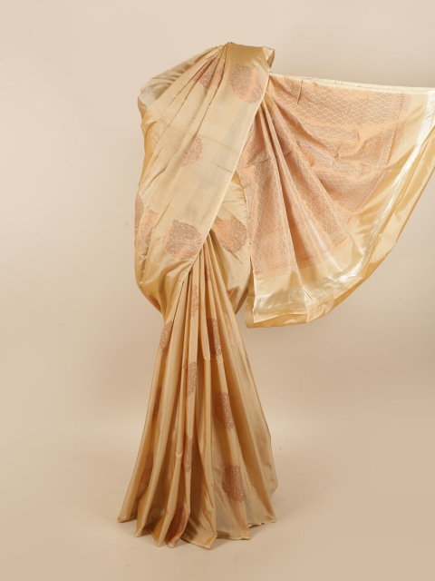 

Pothys Beige & Copper-Coloured Ethnic Motifs Zari Silk Cotton Saree