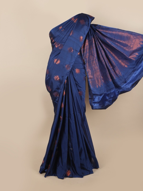 

Pothys Blue & Copper-Toned Zari Silk Cotton Saree