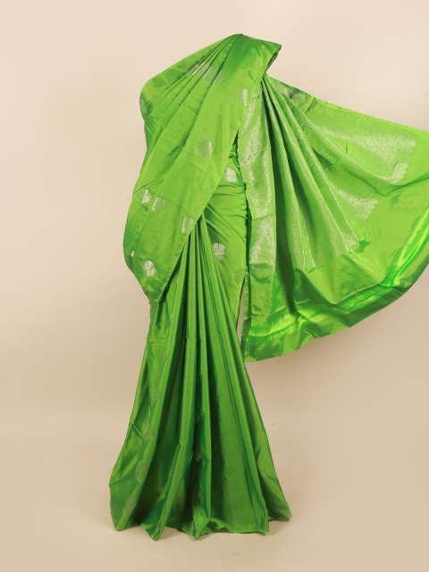 

Pothys Green & Silver-Toned Ethnic Motifs Silk Cotton Saree