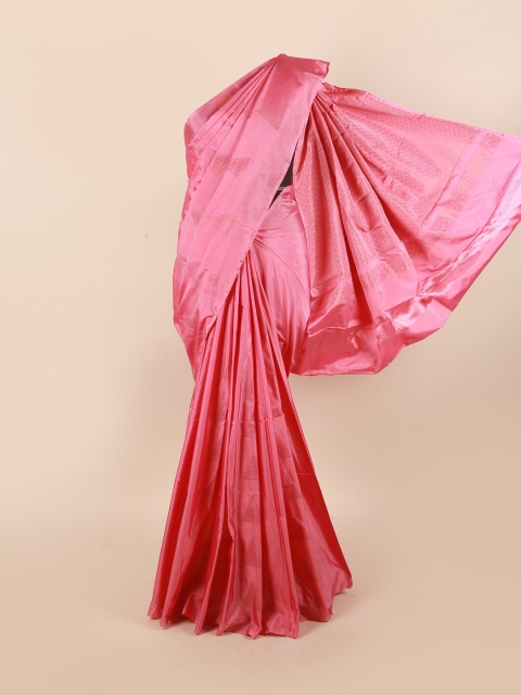 

Pothys Pink & Copper-Toned Floral Zari Silk Cotton Saree
