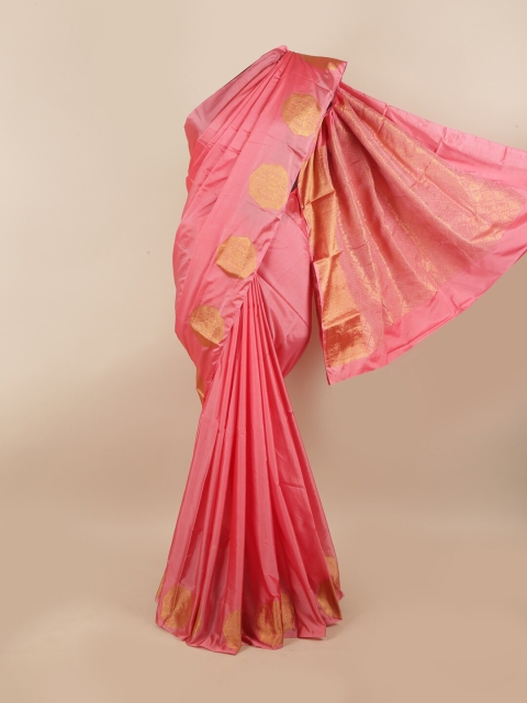 

Pothys Pink & Gold-Toned Ethnic Motifs Zari Silk Cotton Saree