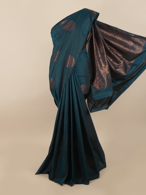 

Pothys Blue & Copper-Coloured Ethnic Motifs Zari Silk Cotton Saree
