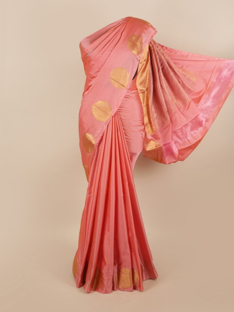 

Pothys Pink & Gold-Toned Zari Silk Cotton Saree
