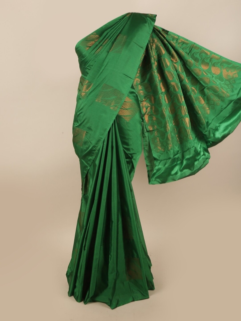 

Pothys Green & Copper-Toned Woven Design Silk Cotton Saree