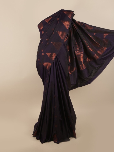 

Pothys Purple & Copper-Toned Woven Design Zari Silk Cotton Saree
