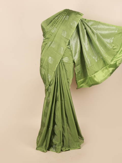 

Pothys Green & Silver-Toned Ethnic Motifs Silk Cotton Saree