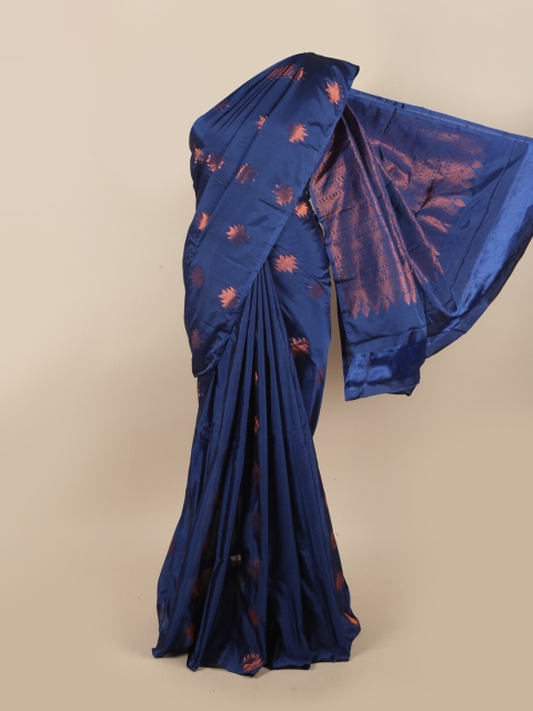 

Pothys Blue & Copper-Toned Woven Design Zari Silk Cotton Saree