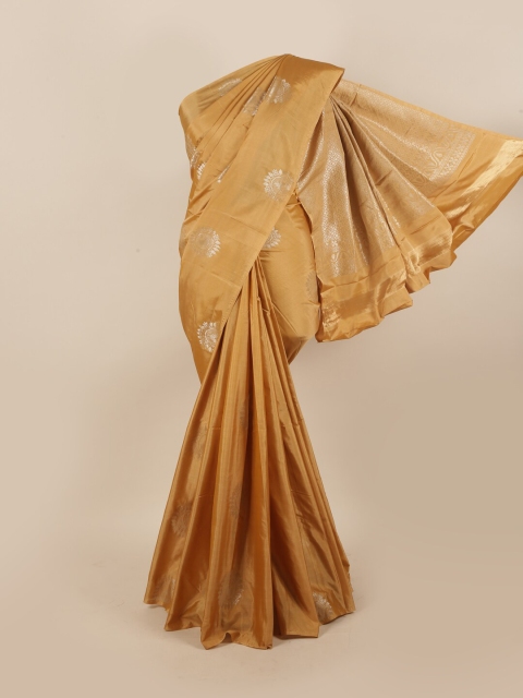 

Pothys Gold-Coloured & Silver-Coloured Ethnic Motifs Zari Silk Cotton Saree