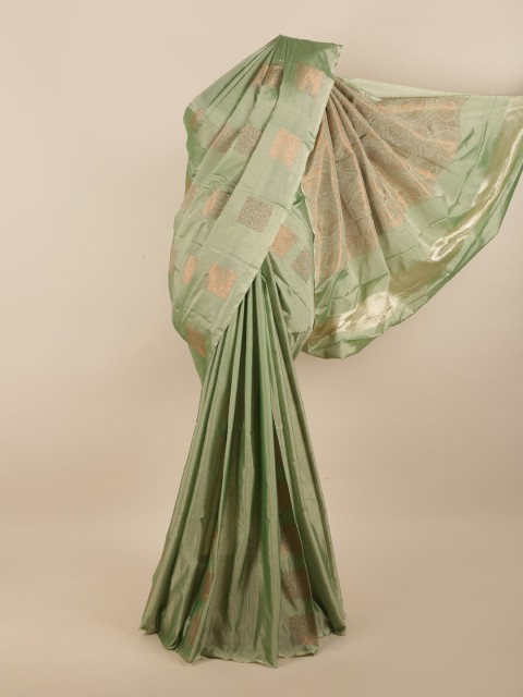 

Pothys Green & Copper-Toned Woven Design Silk Cotton Saree