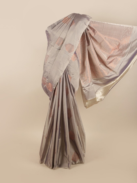 

Pothys Grey & Copper-Coloured Ethnic Motifs Zari Silk Cotton Saree