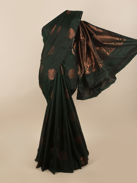 

Pothys Green & Copper-Toned Woven Design Silk Cotton Saree