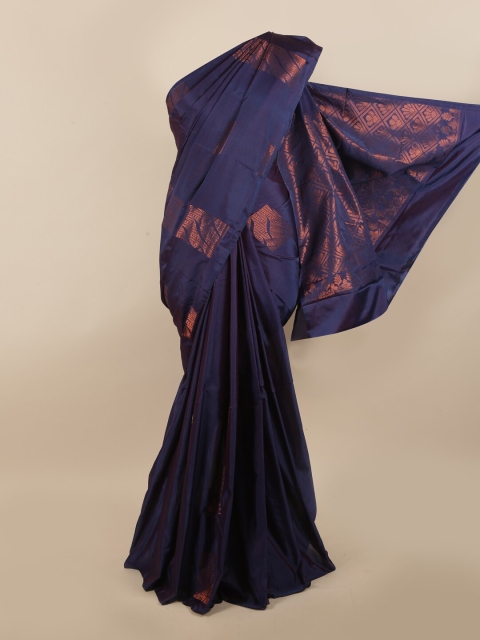 

Pothys Blue & Copper-Toned Woven Design Zari Silk Cotton Saree