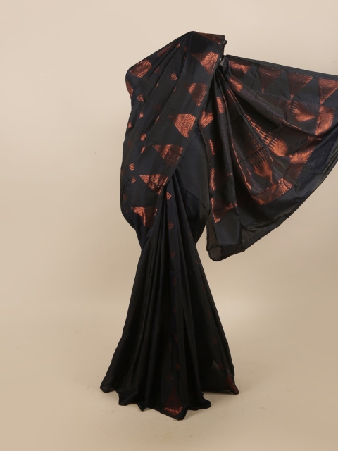 

Pothys Black & Copper-Toned Ethnic Motifs Silk Cotton Saree