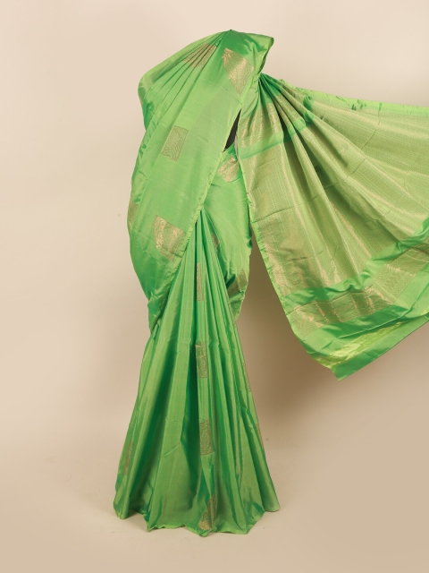 

Pothys Green & Gold-Toned Woven Design Zari Silk Cotton Saree