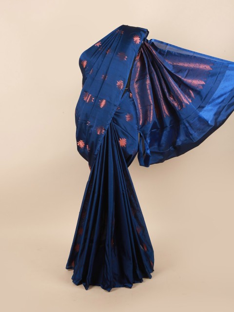 

Pothys Blue & Copper-Toned Ethnic Motifs Silk Cotton Saree
