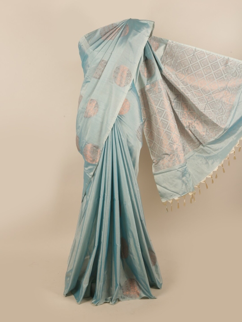 

Pothys Blue & Copper-Toned Ethnic Motifs Silk Cotton Saree