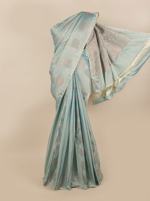 

Pothys Blue & Copper-Toned Ethnic Motifs Silk Cotton Saree