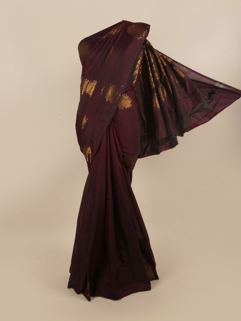 

Pothys Maroon & Gold-Toned Ethnic Motifs Silk Cotton Saree