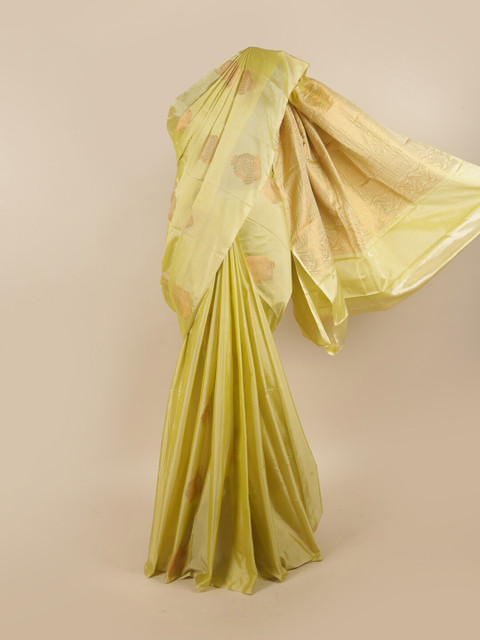 

Pothys Yellow & Gold-Toned Woven Design Zari Silk Cotton Saree
