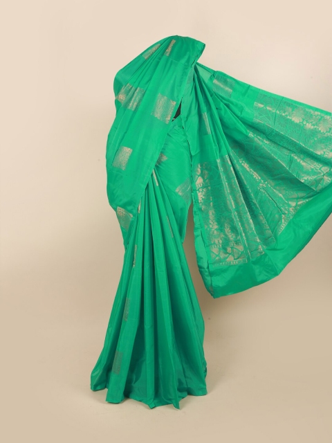 

Pothys Green & Gold-Toned Ethnic Motifs Zari Silk Cotton Saree