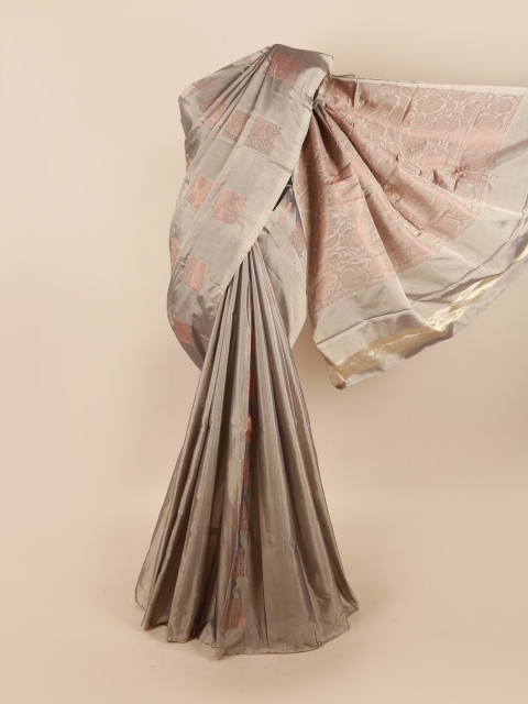 

Pothys Grey & Copper-Toned Ethnic Motifs Silk Cotton Saree