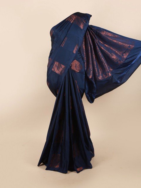 

Pothys Blue & Copper-Coloured Ethnic Motifs Zari Silk Cotton Saree