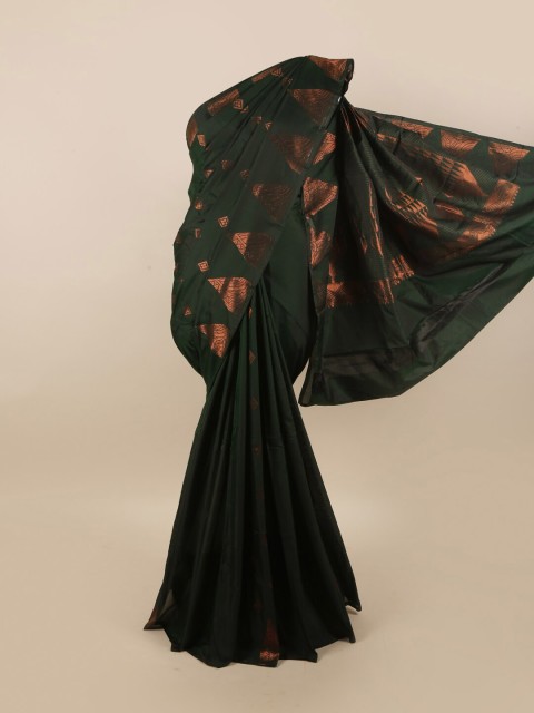 

Pothys Green & Copper-Toned Ethnic Motifs Zari Silk Cotton Saree