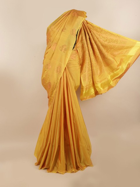 

Pothys Yellow & Gold-Coloured Ethnic Motifs Zari Silk Cotton Saree