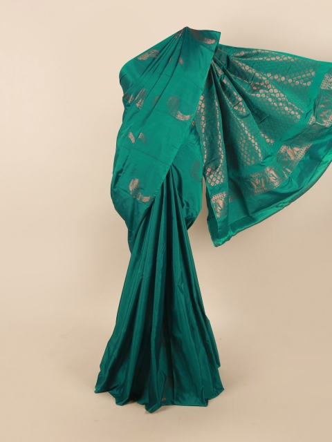 

Pothys Green & Copper-Toned Ethnic Motifs Zari Silk Cotton Saree