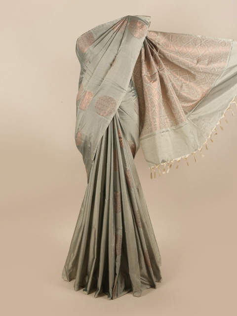 

Pothys Grey & Copper-Toned Ethnic Motifs Silk Cotton Saree